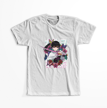 Koszulka Biała Demon Slayer / Kimetsu no Yaiba / Miecz zabójcy demonów - WYBIERZ KOLOR KOSZULKI I FASON