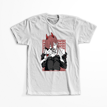 Koszulka Biała Chainsaw Man WYBIERZ KOLOR KOSZULKI I FASON