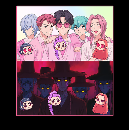 Koszulka Czarna KPop Demon Hunters WYBIERZ KOLOR KOSZULKI I FASON