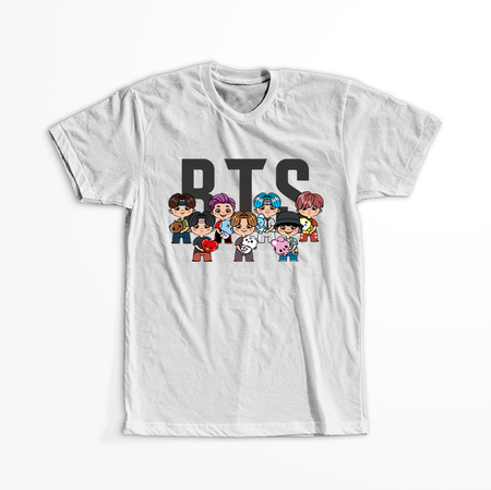 Koszulka Biała BTS - WYBIERZ KOLOR KOSZULKI I FASON