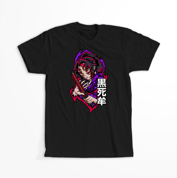 Koszulka Czarna Demon Slayer / Kimetsu no Yaiba / Miecz zabójcy demonów - WYBIERZ KOLOR KOSZULKI I FASON