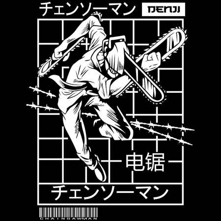 Koszulka Biała Chainsaw Man WYBIERZ KOLOR KOSZULKI I FASON