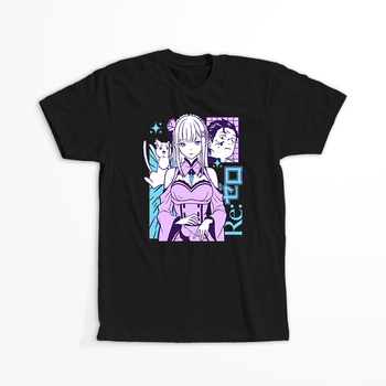 Koszulka Czarna Re:Zero - WYBIERZ KOLOR KOSZULKI I FASON