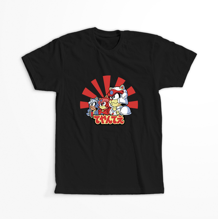 Koszulka Czarna Samurai Pizza Cats / Samuraje z Pizza Kot - WYBIERZ KOLOR KOSZULKI I FASON