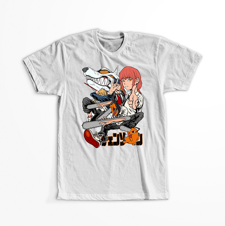 Koszulka Biała  Chainsaw Man WYBIERZ KOLOR KOSZULKI I FASON