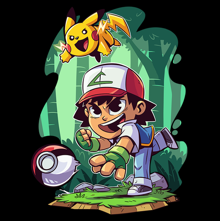 Koszulka Czarna - Pokemon x Naruto - WYBIERZ KOLOR KOSZULKI I FASON