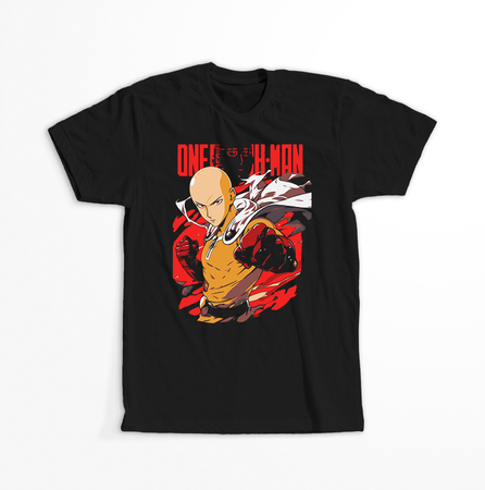 Koszulka Czarna One-Punch Man - WYBIERZ KOLOR KOSZULKI I FASON