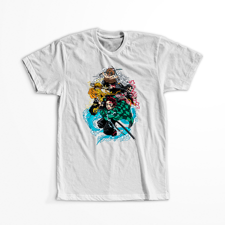 Koszulka Biała Demon Slayer / Kimetsu no Yaiba / Miecz zabójcy demonów - WYBIERZ KOLOR KOSZULKI I FASON