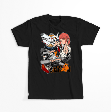 Koszulka Czarna Chainsaw Man WYBIERZ KOLOR KOSZULKI I FASON