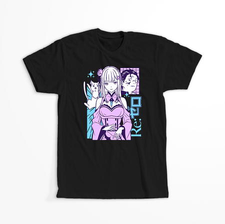 Koszulka Czarna Re:Zero - WYBIERZ KOLOR KOSZULKI I FASON