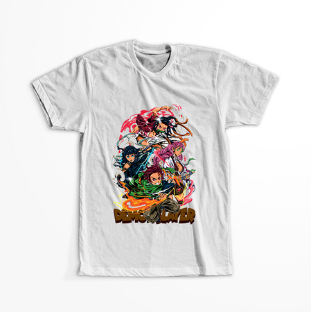 Koszulka Biała Demon Slayer / Kimetsu no Yaiba / Miecz zabójcy demonów - WYBIERZ KOLOR KOSZULKI I FASON