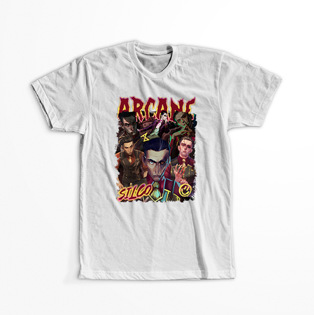 Koszulka Biała - League of Legends & Arcane - WYBIERZ KOLOR KOSZULKI I FASON