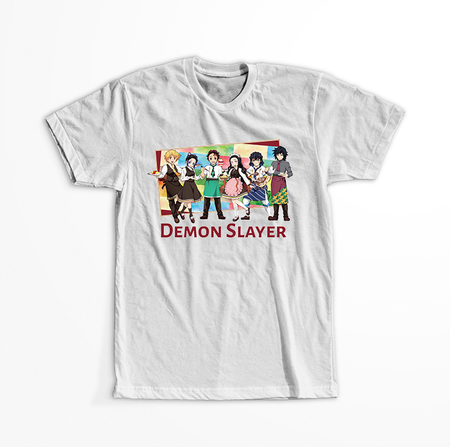 Koszulka Biała Demon Slayer / Kimetsu no Yaiba / Miecz zabójcy demonów - WYBIERZ KOLOR KOSZULKI I FASON