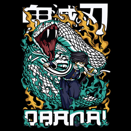 Koszulka Czarna Demon Slayer / Kimetsu no Yaiba / Miecz zabójcy demonów - WYBIERZ KOLOR KOSZULKI I FASON