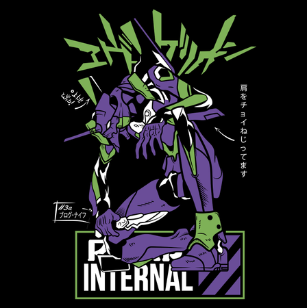 Koszulka Czarna Neon Genesis Evangelion - WYBIERZ KOLOR KOSZULKI I FASON