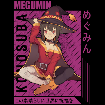 Koszulka Czarna KonoSuba: God's Blessing on This Wonderful World! / Kono Subarashii Sekai ni Shukufuku wo! - WYBIERZ KOLOR KOSZULKI I FASON