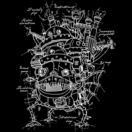 Koszulka Czarna - Howl's Moving Castle - WYBIERZ KOLOR KOSZULKI I FASON