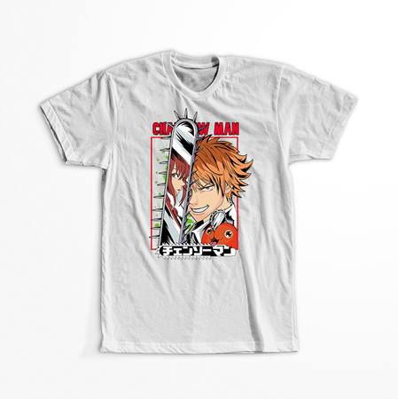 Koszulka Biała Chainsaw Man WYBIERZ KOLOR KOSZULKI I FASON