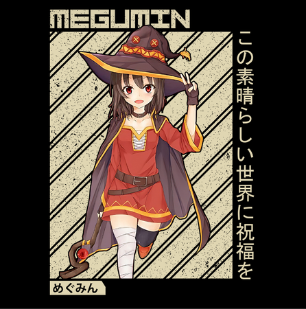 Koszulka Czarna KonoSuba: God's Blessing on This Wonderful World! / Kono Subarashii Sekai ni Shukufuku wo! - WYBIERZ KOLOR KOSZULKI I FASON