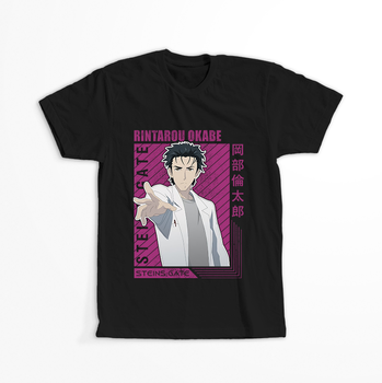 Koszulka Czarna - Steins;Gate - WYBIERZ KOLOR KOSZULKI I FASON