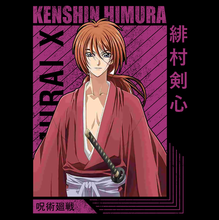 Koszulka Czarna Rurouni Kenshin WYBIERZ KOLOR KOSZULKI I FASON