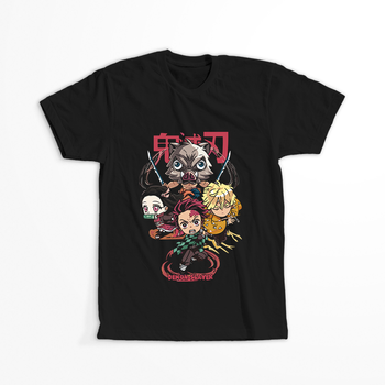 Koszulka Czarna Demon Slayer / Kimetsu no Yaiba / Miecz zabójcy demonów - WYBIERZ KOLOR KOSZULKI I FASON