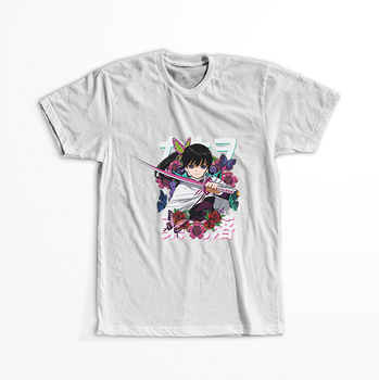 Koszulka Biała Demon Slayer / Kimetsu no Yaiba / Miecz zabójcy demonów - WYBIERZ KOLOR KOSZULKI I FASON