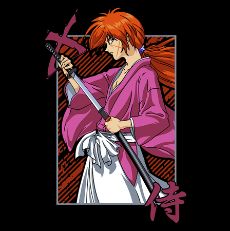 Koszulka Czarna Rurouni Kenshin WYBIERZ KOLOR KOSZULKI I FASON