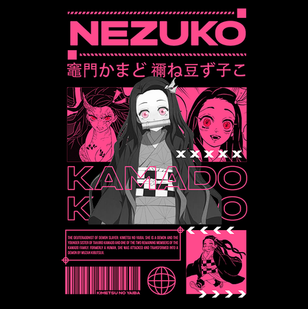 Koszulka Czarna Demon Slayer / Kimetsu no Yaiba / Miecz zabójcy demonów - WYBIERZ KOLOR KOSZULKI I FASON