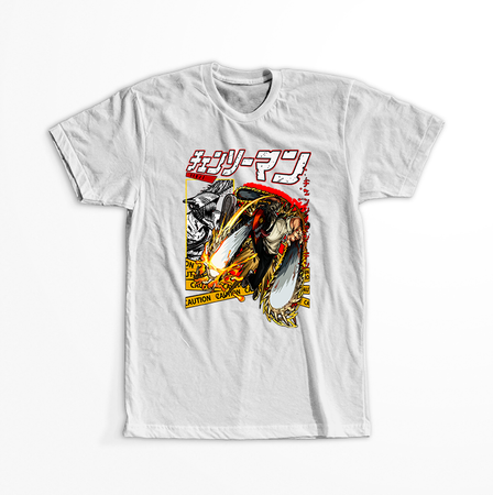 Koszulka Biała  Chainsaw Man WYBIERZ KOLOR KOSZULKI I FASON