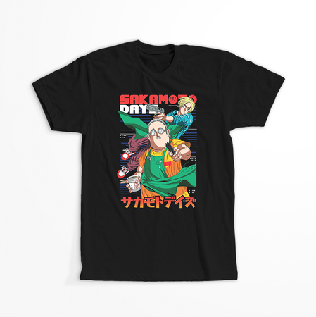 Koszulka Czarna Sakamoto Days - WYBIERZ KOLOR KOSZULKI I FASON