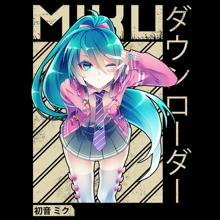 Koszulka Czarna Vocaloid Hatsune Miku - WYBIERZ KOLOR KOSZULKI I FASON