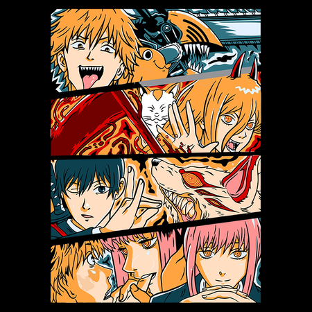 Koszulka Biała  Chainsaw Man WYBIERZ KOLOR KOSZULKI I FASON