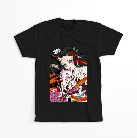 Koszulka Czarna Demon Slayer / Kimetsu no Yaiba / Miecz zabójcy demonów - WYBIERZ KOLOR KOSZULKI I FASON