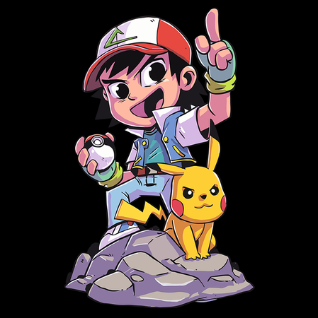 Koszulka Czarna - Pokemon x Naruto - WYBIERZ KOLOR KOSZULKI I FASON