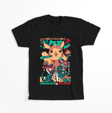 Koszulka Czarna - Pokemon x Naruto - WYBIERZ KOLOR KOSZULKI I FASON