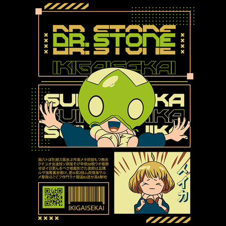 Koszulka Czarna Dr. Stone - WYBIERZ KOLOR KOSZULKI I FASON