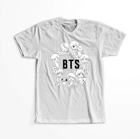 Koszulka Biała BTS - WYBIERZ KOLOR KOSZULKI I FASON