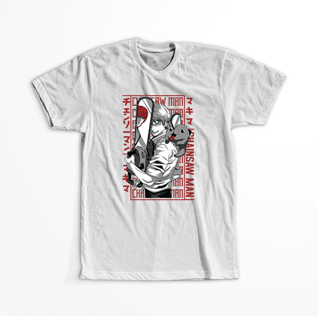 Koszulka Biała Chainsaw Man WYBIERZ KOLOR KOSZULKI I FASON