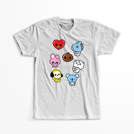 Koszulka Biała BTS - WYBIERZ KOLOR KOSZULKI I FASON