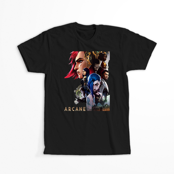 Koszulka Czarna - League of Legends & Arcane - WYBIERZ KOLOR KOSZULKI I FASON