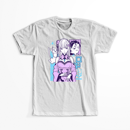 Koszulka Biała Re:Zero - WYBIERZ KOLOR KOSZULKI I FASON