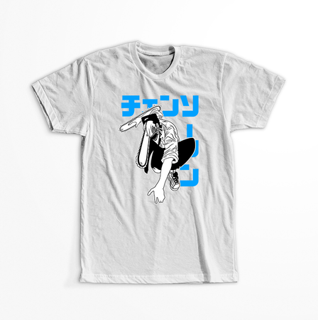 Koszulka Biała Chainsaw Man WYBIERZ KOLOR KOSZULKI I FASON