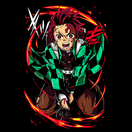 Koszulka Czarna Demon Slayer / Kimetsu no Yaiba / Miecz zabójcy demonów - WYBIERZ KOLOR KOSZULKI I FASON