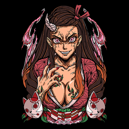 Koszulka Czarna Demon Slayer / Kimetsu no Yaiba / Miecz zabójcy demonów - WYBIERZ KOLOR KOSZULKI I FASON