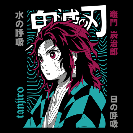 Koszulka Czarna Demon Slayer / Kimetsu no Yaiba / Miecz zabójcy demonów - WYBIERZ KOLOR KOSZULKI I FASON
