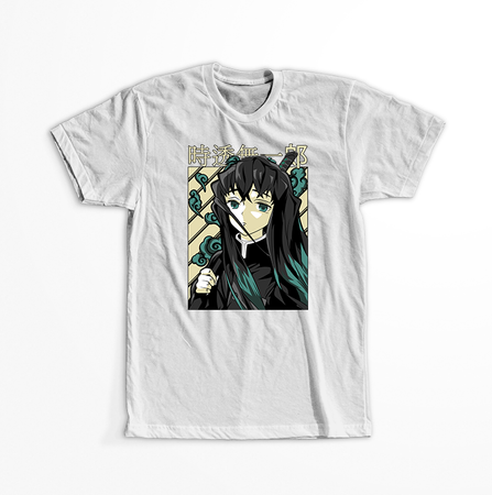 Koszulka Biała Demon Slayer / Kimetsu no Yaiba / Miecz zabójcy demonów - WYBIERZ KOLOR KOSZULKI I FASON