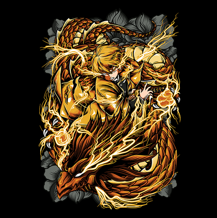 Koszulka Czarna Demon Slayer / Kimetsu no Yaiba / Miecz zabójcy demonów - WYBIERZ KOLOR KOSZULKI I FASON