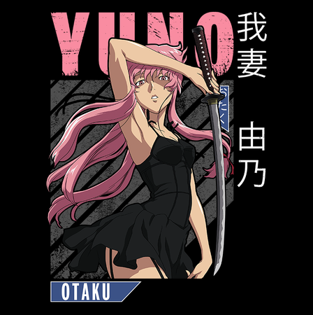 Koszulka Czarna Mirai Nikki - WYBIERZ KOLOR KOSZULKI I FASON