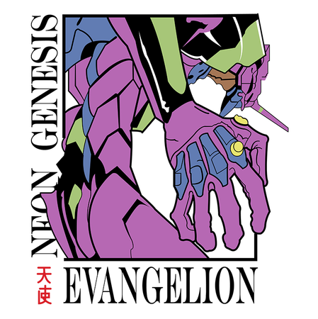 Koszulka Biała Neon Genesis Evangelion - WYBIERZ KOLOR KOSZULKI I FASON